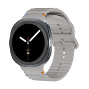 For Samsung Galaxy Watch8 44mm Rhombic Texture Bezel and Wavy Grain Stitched Color Buckle Silicone Watch Band(Gray Black)