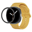 For Samsung Galaxy Watch8 44mm Rhombic Texture Bezel and Wavy Grain Stitched Color Buckle Silicone Watch Band(Yellow Black) - free shipping - PMC TechLife - Order now!