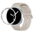 For Samsung Galaxy Watch8 44mm Diamond Bezel and Wavy Grain Stitched Color Buckle Silicone Watch Band(Starlight Silver) - free shipping - PMC TechLife - Order now!