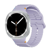 For Samsung Galaxy Watch8 44mm Diamond Bezel and Wavy Grain Stitched Color Buckle Silicone Watch Band(Purple Silver)