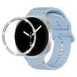 For Samsung Galaxy Watch8 44mm Diamond Bezel and Wavy Grain Stitched Color Buckle Silicone Watch Band(Light Blue Silver) - free shipping - PMC TechLife - Order now!