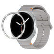 For Samsung Galaxy Watch8 44mm Diamond Bezel and Wavy Grain Stitched Color Buckle Silicone Watch Band(Gray Silver) - free shipping - PMC TechLife - Order now!