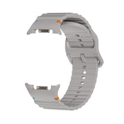 For Samsung Galaxy Watch8 44mm Diamond Bezel and Wavy Grain Stitched Color Buckle Silicone Watch Band(Gray Silver)