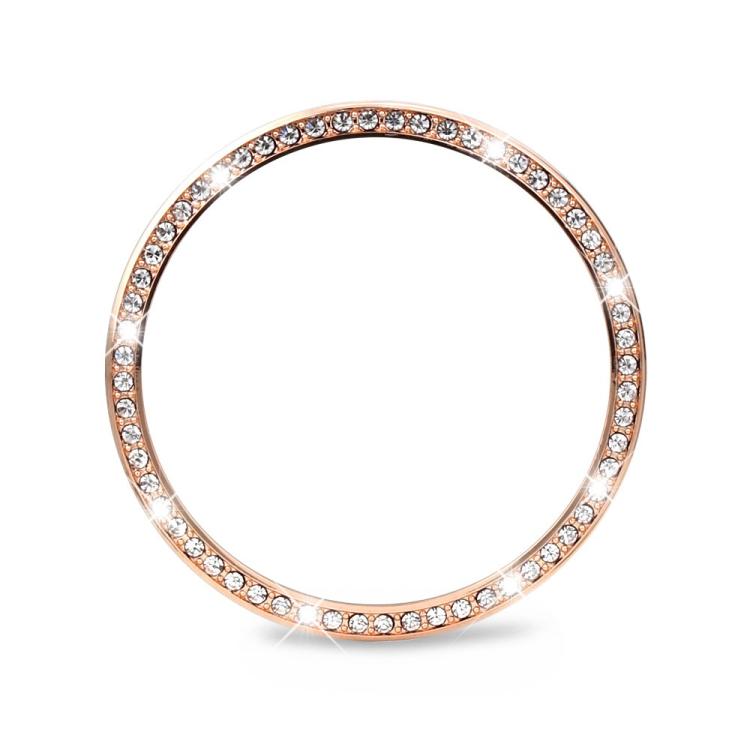 For Samsung Galaxy Watch8 44mm Diamond Bezel and Wavy Grain Stitched Color Buckle Silicone Watch Band(Pink Rose Gold)