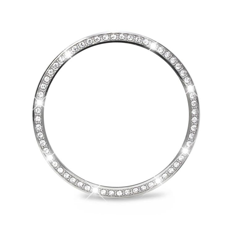 For Samsung Galaxy Watch8 40mm Diamond Bezel and Wavy Grain Stitched Color Buckle Silicone Watch Band(Beige Silver) - free shipping - PMC TechLife - Order now!