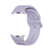 For Samsung Galaxy Watch8 40mm Diamond Bezel and Wavy Grain Stitched Color Buckle Silicone Watch Band(Purple Silver)