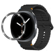 For Samsung Galaxy Watch8 40mm Diamond Bezel and Wavy Grain Stitched Color Buckle Silicone Watch Band(Black Black) - free shipping - PMC TechLife - Order now!