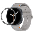 For Samsung Galaxy Watch8 40mm Diamond Bezel and Wavy Grain Stitched Color Buckle Silicone Watch Band(Gray Black) - free shipping - PMC TechLife - Order now!