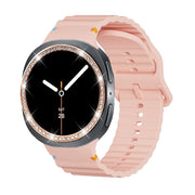 For Samsung Galaxy Watch8 40mm Diamond Bezel and Wavy Grain Stitched Color Buckle Silicone Watch Band(Pink Rose Gold)