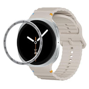 For Samsung Galaxy Watch8 44mm Speed Bezel and Wavy Grain Stitched Color Buckle Silicone Watch Band(Starlight Silver)