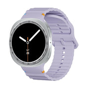 For Samsung Galaxy Watch8 44mm Speed Bezel and Wavy Grain Stitched Color Buckle Silicone Watch Band(Purple Silver)