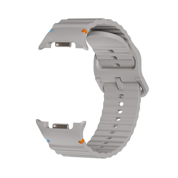 For Samsung Galaxy Watch8 44mm Speed Bezel and Wavy Grain Stitched Color Buckle Silicone Watch Band(Gray Black) - free shipping - PMC TechLife - Order now!