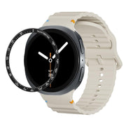 For Samsung Galaxy Watch8 44mm Speed Bezel and Wavy Grain Stitched Color Buckle Silicone Watch Band(Beige Black)