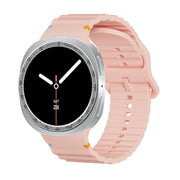 For Samsung Galaxy Watch8 40mm Speed Bezel and Wavy Grain Stitched Color Buckle Silicone Watch Band(Pink Silver)