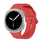 For Samsung Galaxy Watch8 40mm Speed Bezel and Wavy Grain Stitched Color Buckle Silicone Watch Band(Red Silver)