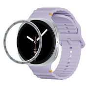 For Samsung Galaxy Watch8 40mm Speed Bezel and Wavy Grain Stitched Color Buckle Silicone Watch Band(Purple Silver)