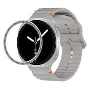 For Samsung Galaxy Watch8 40mm Speed Bezel and Wavy Grain Stitched Color Buckle Silicone Watch Band(Gray Silver)