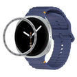 For Samsung Galaxy Watch8 40mm Speed Bezel and Wavy Grain Stitched Color Buckle Silicone Watch Band(Midnight Blue Silver) - free shipping - PMC TechLife - Order now!