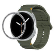 For Samsung Galaxy Watch8 40mm Speed Bezel and Wavy Grain Stitched Color Buckle Silicone Watch Band(Army Green Silver) - free shipping - PMC TechLife - Order now!