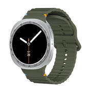 For Samsung Galaxy Watch8 40mm Speed Bezel and Wavy Grain Stitched Color Buckle Silicone Watch Band(Army Green Silver)