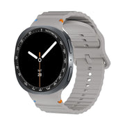 For Samsung Galaxy Watch8 40mm Speed Bezel and Wavy Grain Stitched Color Buckle Silicone Watch Band(Gray Black)