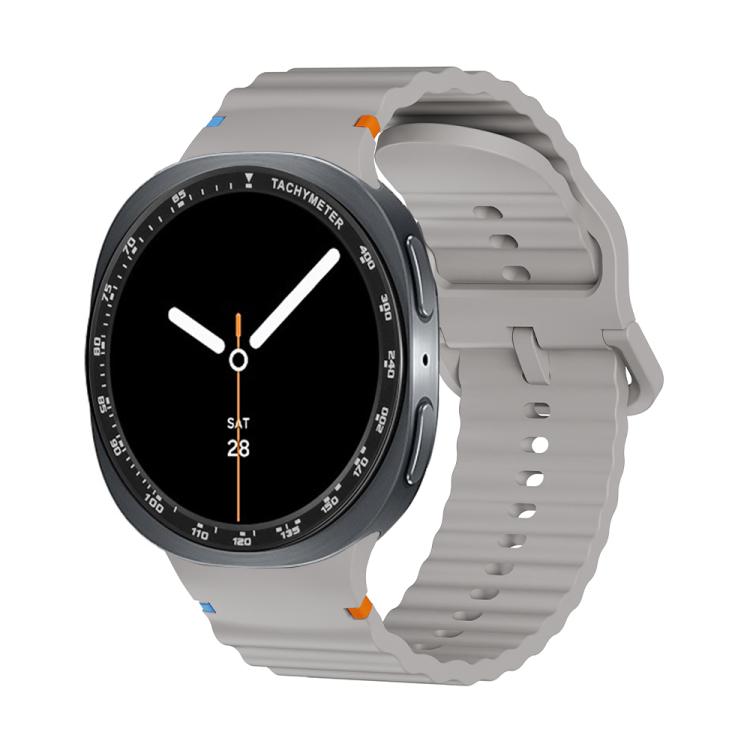For Samsung Galaxy Watch8 40mm Speed Bezel and Wavy Grain Stitched Color Buckle Silicone Watch Band(Gray Black)