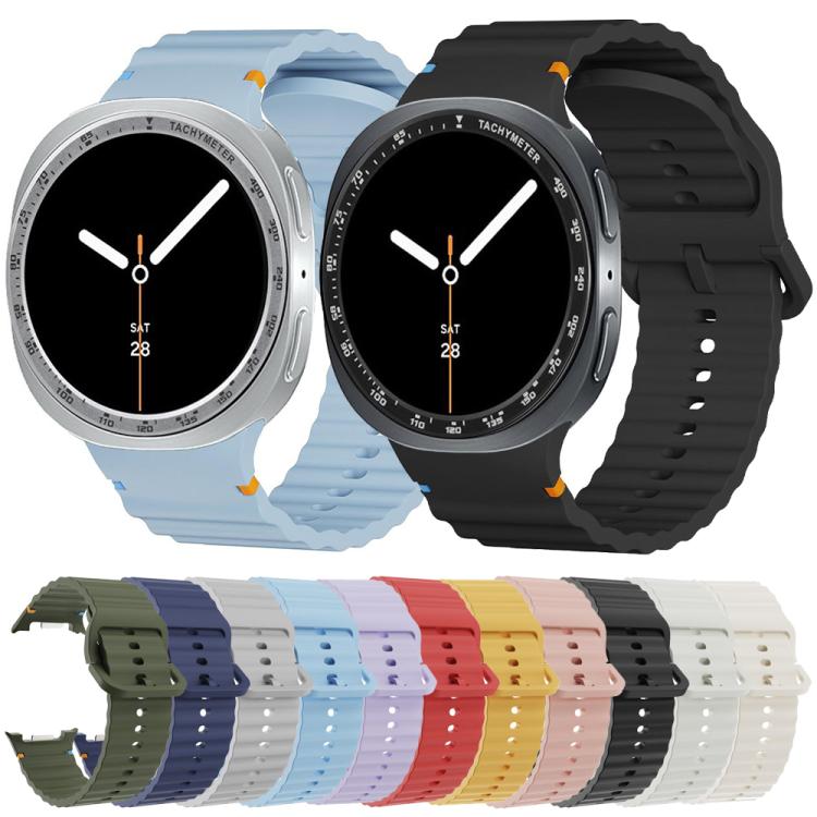 For Samsung Galaxy Watch8 40mm Speed Bezel and Wavy Grain Stitched Color Buckle Silicone Watch Band(Red Silver)