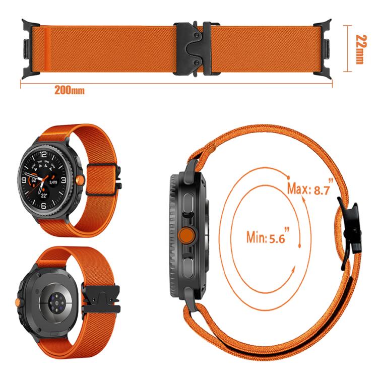 For Samsung Galaxy Watch8 / Watch8 Classic Parachute Buckle Stretch Nylon Watch Band(Orange) - free shipping - PMC TechLife - Order now!