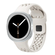 For Samsung Galaxy Watch8 44mm Rhombic Texture Bezel and Black Reverse Buckle Silicone Watch Band(Beige Silver)