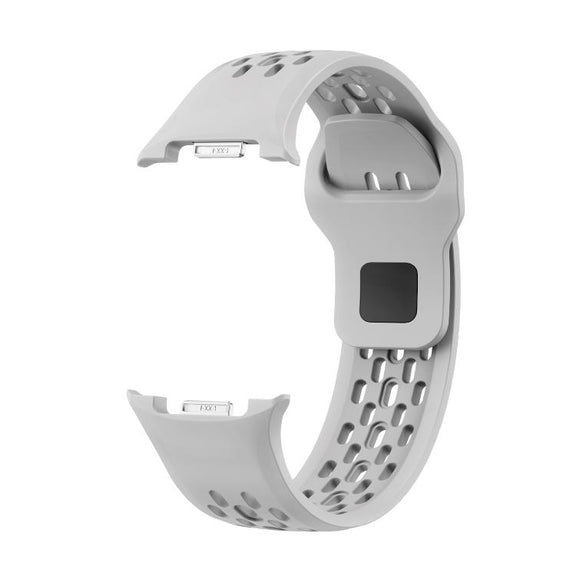 For Samsung Galaxy Watch8 44mm Rhombic Texture Bezel and Black Reverse Buckle Silicone Watch Band(Gray Silver)