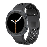 For Samsung Galaxy Watch8 44mm Rhombic Texture Bezel and Black Reverse Buckle Silicone Watch Band(Black Black)