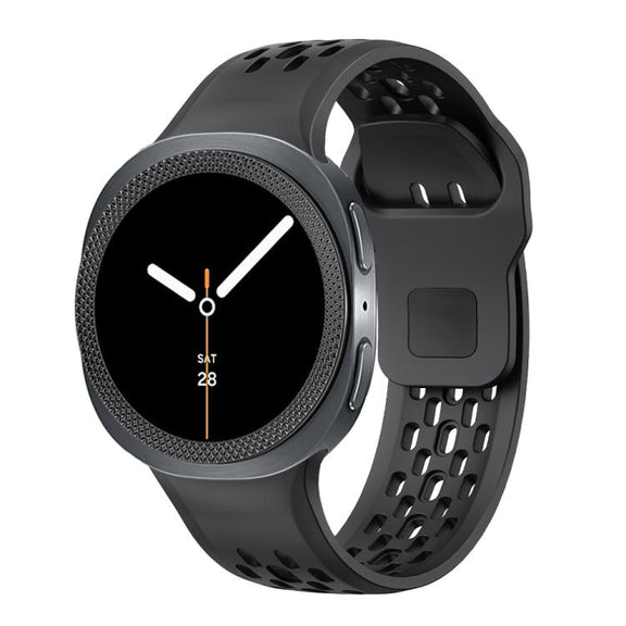 For Samsung Galaxy Watch8 44mm Rhombic Texture Bezel and Black Reverse Buckle Silicone Watch Band(Black Black)