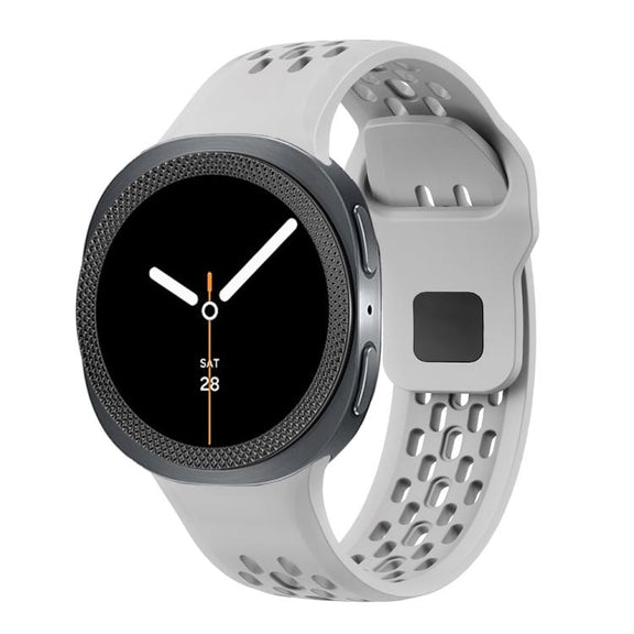 For Samsung Galaxy Watch8 44mm Rhombic Texture Bezel and Black Reverse Buckle Silicone Watch Band(Gray Black)