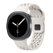 For Samsung Galaxy Watch8 44mm Rhombic Texture Bezel and Black Reverse Buckle Silicone Watch Band(Beige Black)