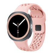 For Samsung Galaxy Watch8 44mm Rhombic Texture Bezel and Black Reverse Buckle Silicone Watch Band(Pink Rose Gold)