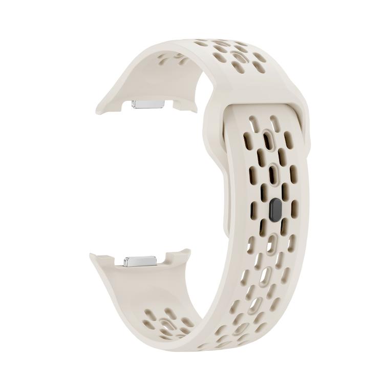 For Samsung Galaxy Watch8 40mm Rhombic Texture Bezel and Black Reverse Buckle Silicone Watch Band(Beige Silver) - free shipping - PMC TechLife - Order now!