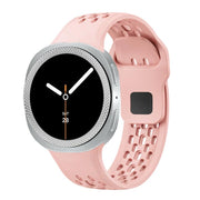 For Samsung Galaxy Watch8 40mm Rhombic Texture Bezel and Black Reverse Buckle Silicone Watch Band(Pink Silver)