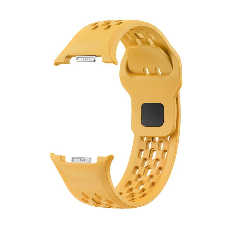 For Samsung Galaxy Watch8 40mm Rhombic Texture Bezel and Black Reverse Buckle Silicone Watch Band(Yellow Silver) - free shipping - PMC TechLife - Order now!