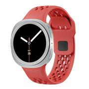 For Samsung Galaxy Watch8 40mm Rhombic Texture Bezel and Black Reverse Buckle Silicone Watch Band(Red Silver)