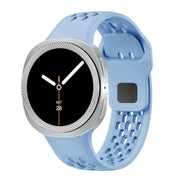 For Samsung Galaxy Watch8 40mm Rhombic Texture Bezel and Black Reverse Buckle Silicone Watch Band(Light Blue Silver)