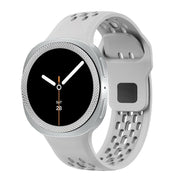 For Samsung Galaxy Watch8 40mm Rhombic Texture Bezel and Black Reverse Buckle Silicone Watch Band(Gray Silver)