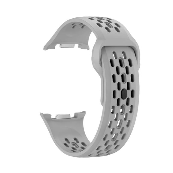 For Samsung Galaxy Watch8 40mm Rhombic Texture Bezel and Black Reverse Buckle Silicone Watch Band(Gray Silver)
