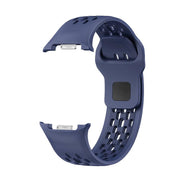 For Samsung Galaxy Watch8 40mm Rhombic Texture Bezel and Black Reverse Buckle Silicone Watch Band(Midnight Blue Silver)