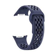 For Samsung Galaxy Watch8 40mm Rhombic Texture Bezel and Black Reverse Buckle Silicone Watch Band(Midnight Blue Silver)