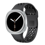 For Samsung Galaxy Watch8 40mm Rhombic Texture Bezel and Black Reverse Buckle Silicone Watch Band(Black Silver)