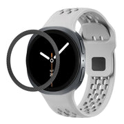 For Samsung Galaxy Watch8 40mm Rhombic Texture Bezel and Black Reverse Buckle Silicone Watch Band(Gray Black)