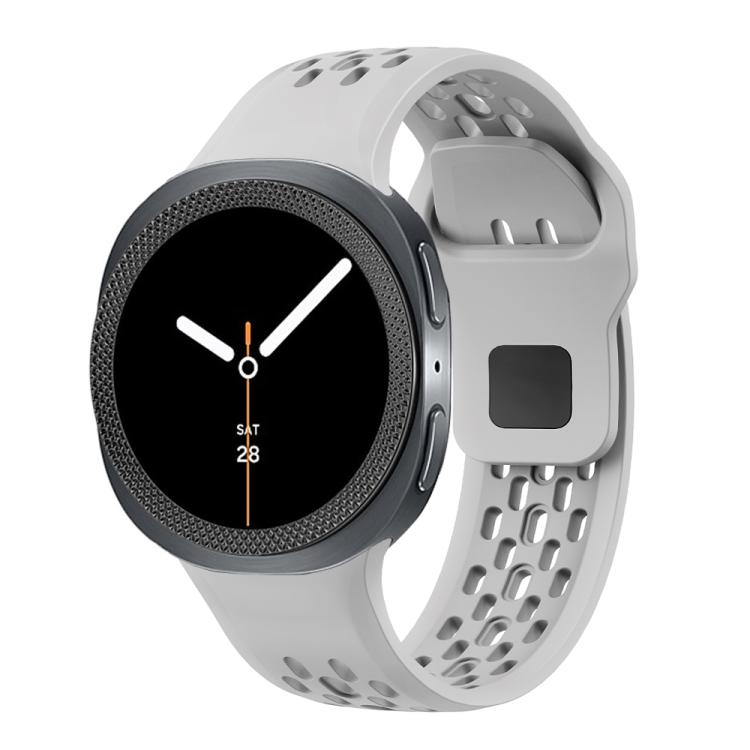 For Samsung Galaxy Watch8 40mm Rhombic Texture Bezel and Black Reverse Buckle Silicone Watch Band(Gray Black)