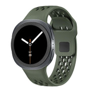 For Samsung Galaxy Watch8 40mm Rhombic Texture Bezel and Black Reverse Buckle Silicone Watch Band(Army Green Black)