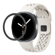 For Samsung Galaxy Watch8 40mm Rhombic Texture Bezel and Black Reverse Buckle Silicone Watch Band(Beige Black)