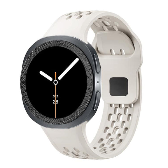 For Samsung Galaxy Watch8 40mm Rhombic Texture Bezel and Black Reverse Buckle Silicone Watch Band(Beige Black)